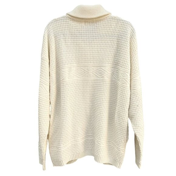 Comfort Knits Mens Vintage Ivory Full-Zip Basketweave Grandpa Cardigan Sweater L - Picture 7 of 9